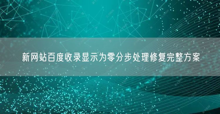 新网站百度收录显示为零分步处理修复完整方案