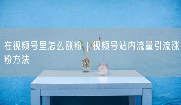 在视频号里怎么涨粉｜视频号站内流量引流涨粉方法