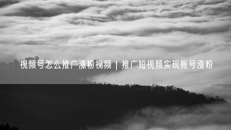 视频号怎么推广涨粉视频｜推广短视频实现账号涨粉