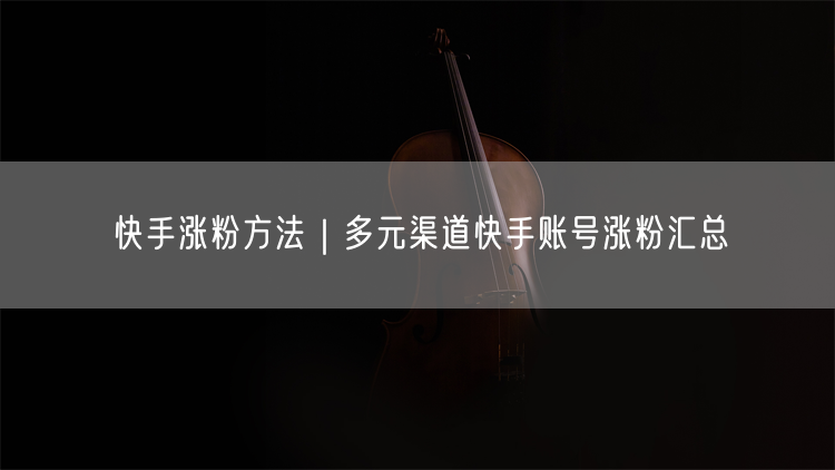 快手涨粉方法｜多元渠道快手账号涨粉汇总