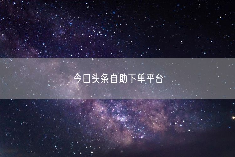 今日头条自助下单平台