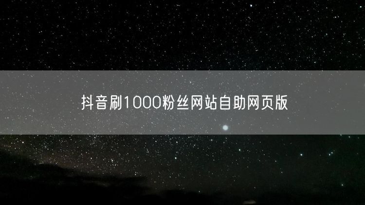 抖音刷1000粉丝网站自助网页版