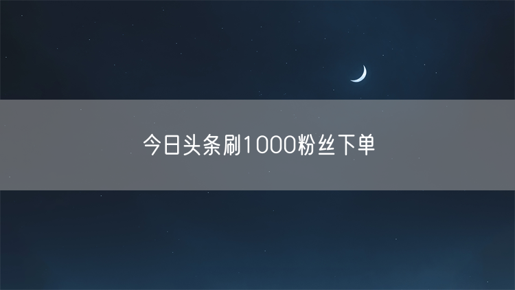 今日头条刷1000粉丝下单