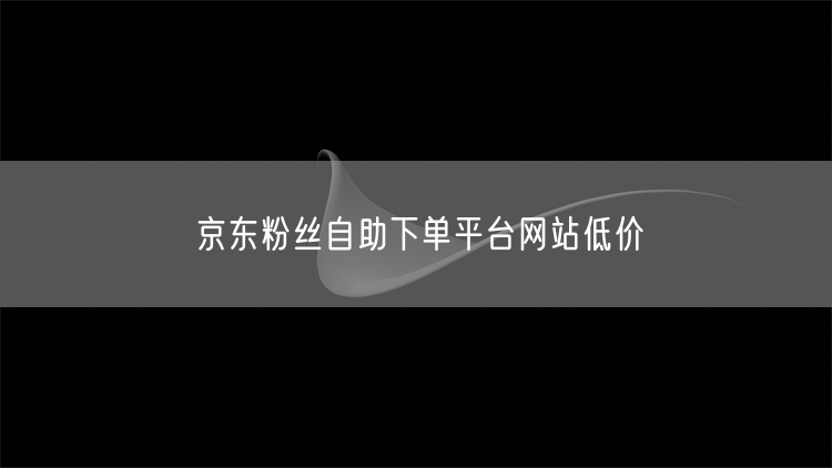 京东粉丝自助下单平台网站低价