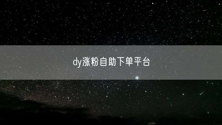 dy涨粉自助下单平台