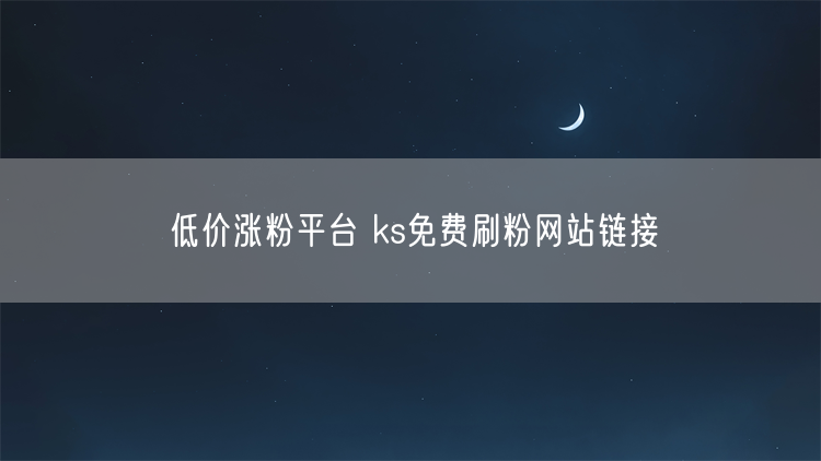 低价涨粉平台 ks免费刷粉网站链接