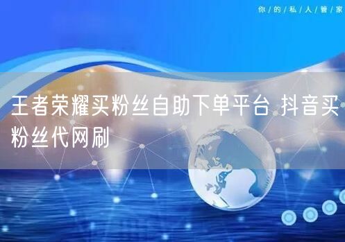 王者荣耀买粉丝自助下单平台 抖音买粉丝代网刷