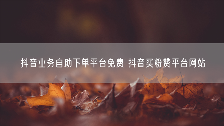 抖音业务自助下单平台免费 抖音买粉赞平台网站