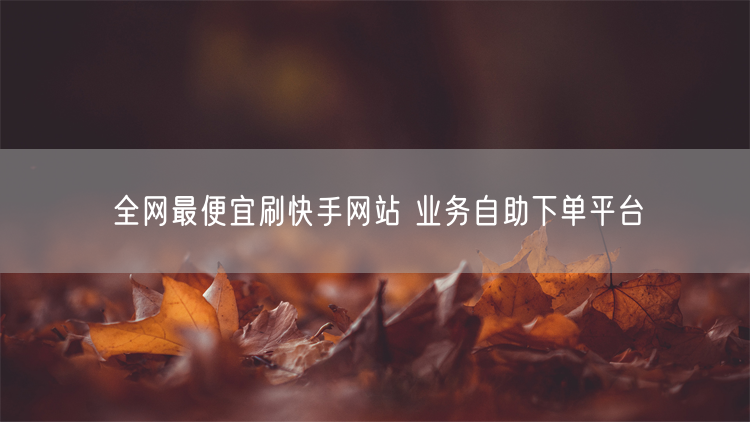 全网最便宜刷快手网站 业务自助下单平台