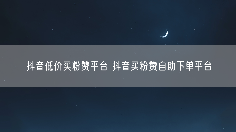 抖音低价买粉赞平台 抖音买粉赞自助下单平台