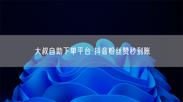 大叔自助下单平台 抖音粉丝赞秒到账